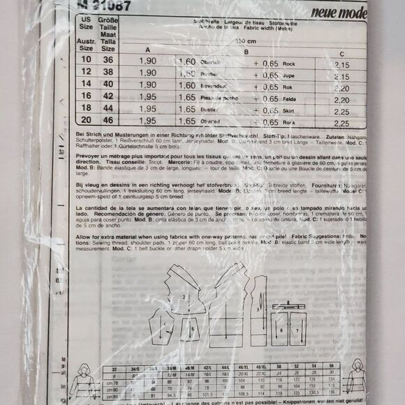 Vintage 80s Neue Mode Pattern m21087 Faux Wrap Sheath Dress Sz 10 - 20 Uncut - Picture 2 of 2